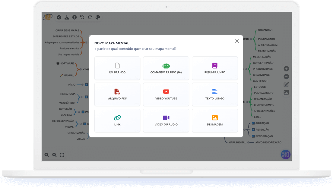 Aplicativo para criação online de mapa mental com IA